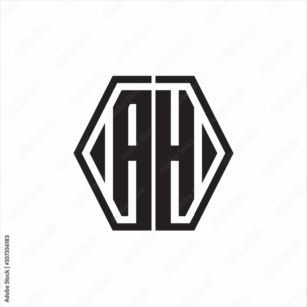AH Logo monogram with hexagon line rounded design template on white background AH Logo monogram with hexagon line rounded design template on white background