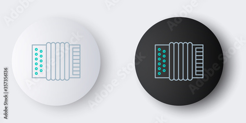 Line Musical instrument accordion icon isolated on grey background. Classical bayan, harmonic. Colorful outline concept. Vector
