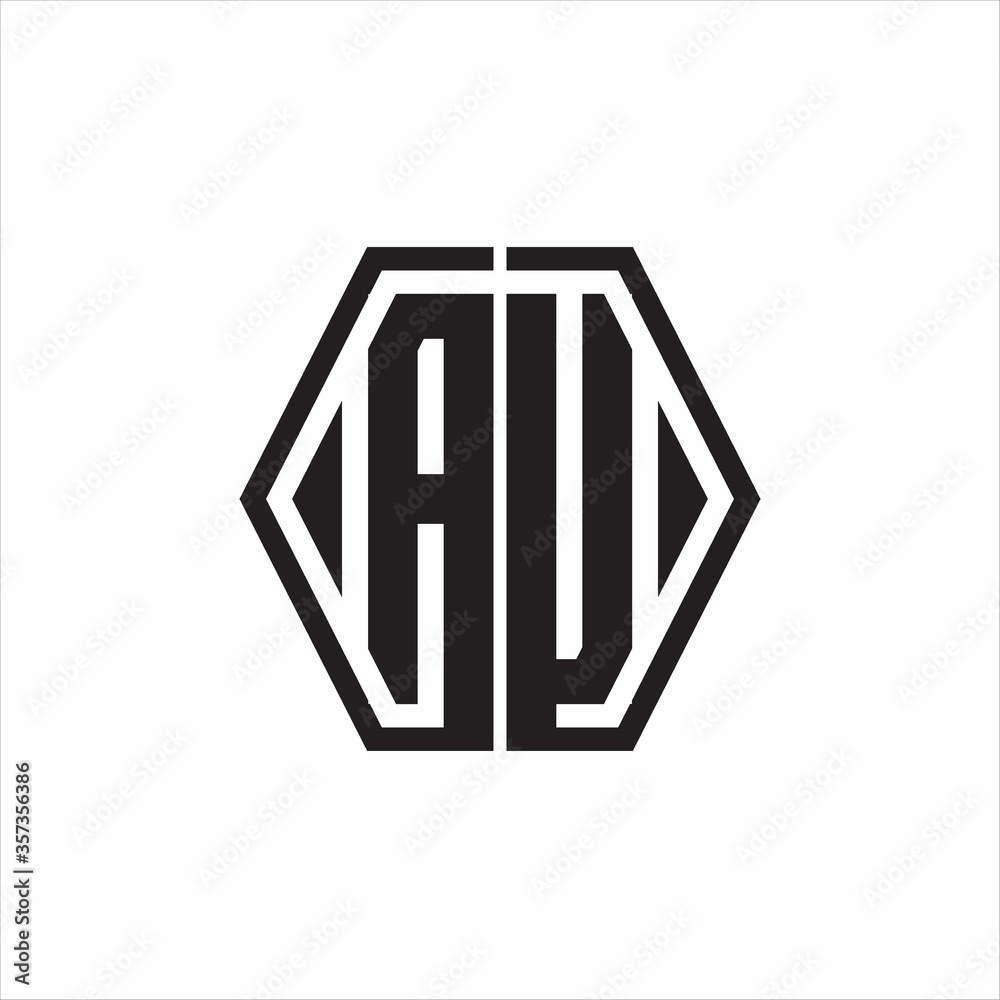 AU Logo monogram with hexagon line rounded design template on white background AU Logo monogram with hexagon line rounded design template on white background