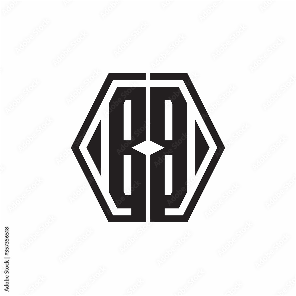 BB Logo monogram with hexagon line rounded design template on white background BB Logo monogram with hexagon line rounded design template on white background