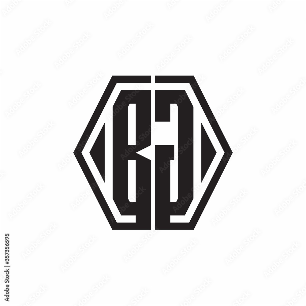 BG Logo monogram with hexagon line rounded design template on white background BG Logo monogram with hexagon line rounded design template on white background