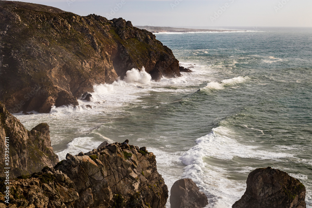 The Rocky Ocean side in Portugal place Cape Rock. The most western place in Europe and the edge of Europe.