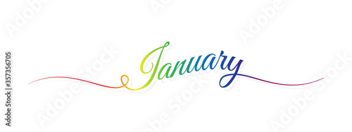 january letter calligraphy banner colorful gradient 