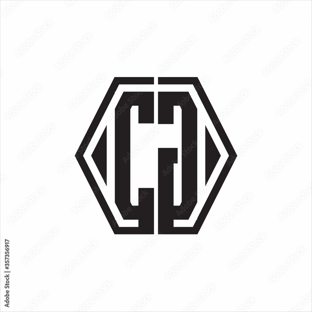 CG Logo monogram with hexagon line rounded design template on white background CG Logo monogram with hexagon line rounded design template on white background
