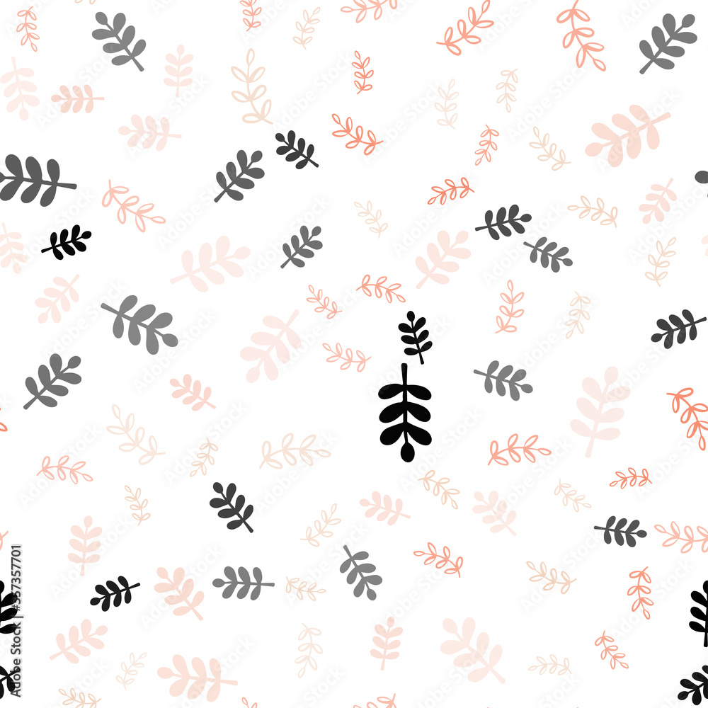 Light Orange vector seamless abstract pattern with leaves, branches.