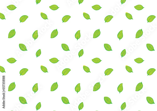 緑色の葉っぱのシームレスパターンイラスト