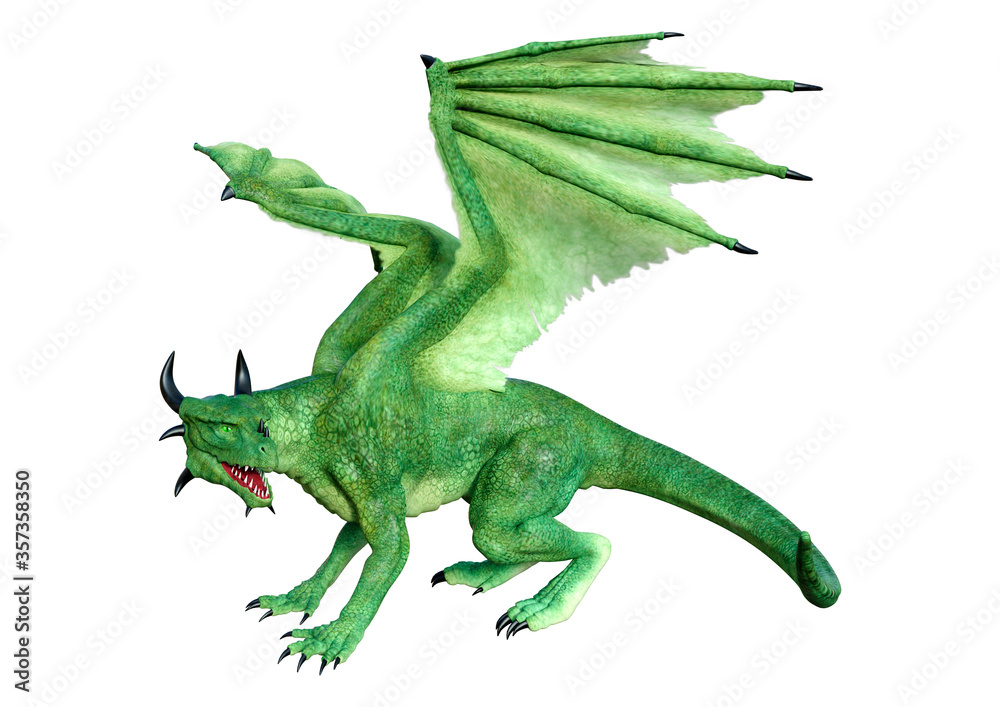 Fototapeta premium 3D Rendering Fairy Tale Dragon on White