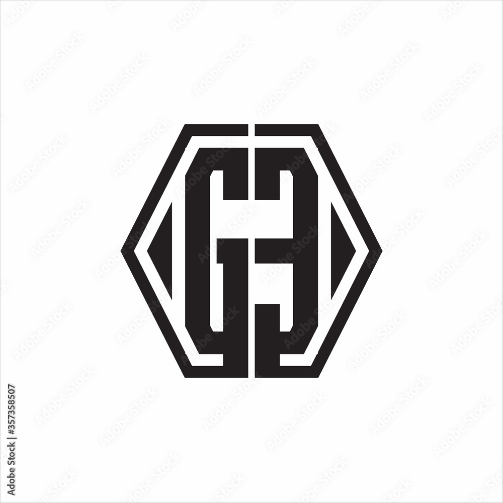 GE Logo monogram with hexagon line rounded design template on white background GE Logo monogram with hexagon line rounded design template on white background