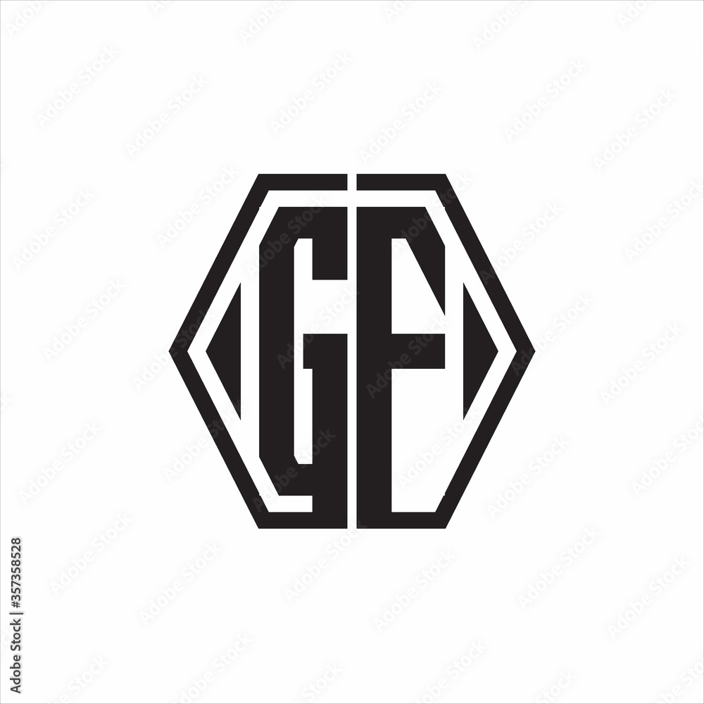 GF Logo monogram with hexagon line rounded design template on white background GF Logo monogram with hexagon line rounded design template on white background