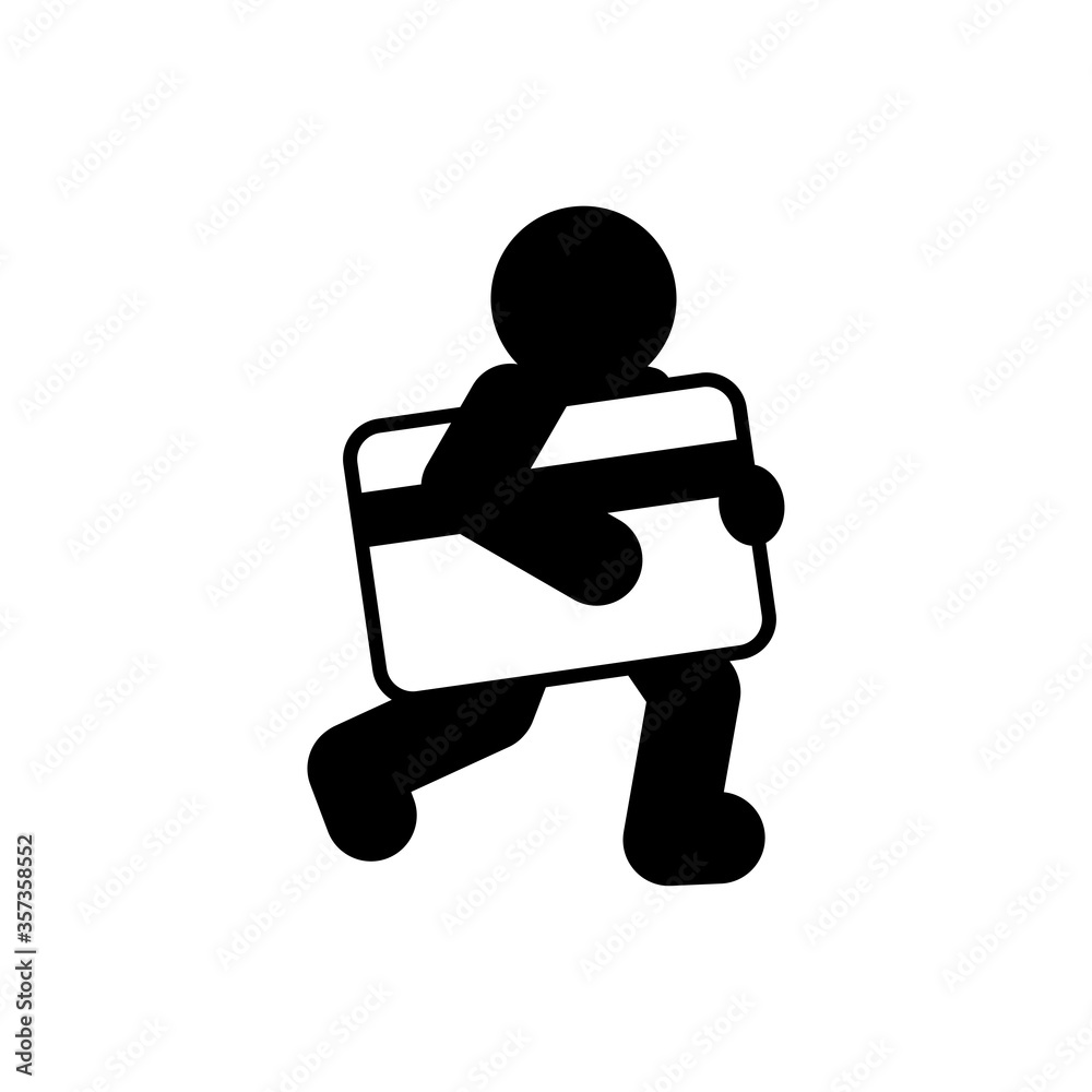 Man running with bank card flat simple icon, vector financial isolated symbol concept illustration. Man running with bank card flat simple icon, vector financial isolated symbol concept illustration.