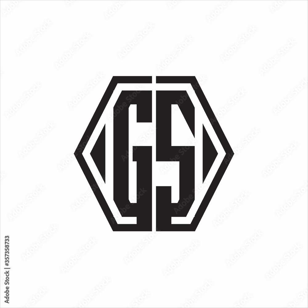 GS Logo monogram with hexagon line rounded design template on white background GS Logo monogram with hexagon line rounded design template on white background