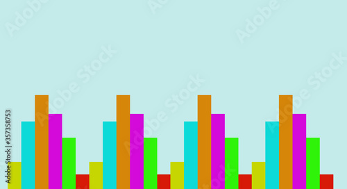 Colorful histogram bar chart  market research trends   statistics lines on blue clear background . statistical abstract. poly vertical lines  multi colors decorative illustration