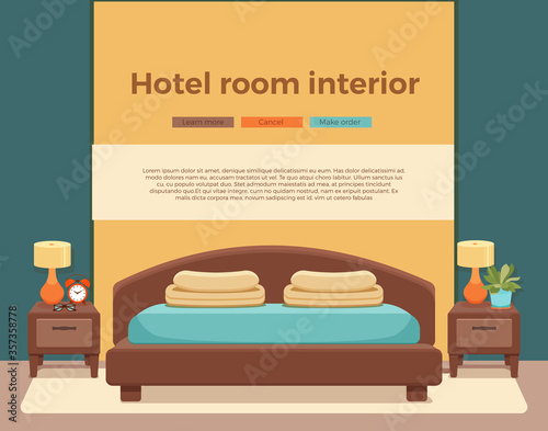Hotel room interior vector.