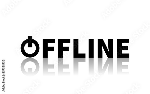 Offline vector text with shadow, digital detox concept word with o in style of power button