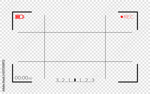 Camera display vector viewfinder; video cam screen background illustration.;