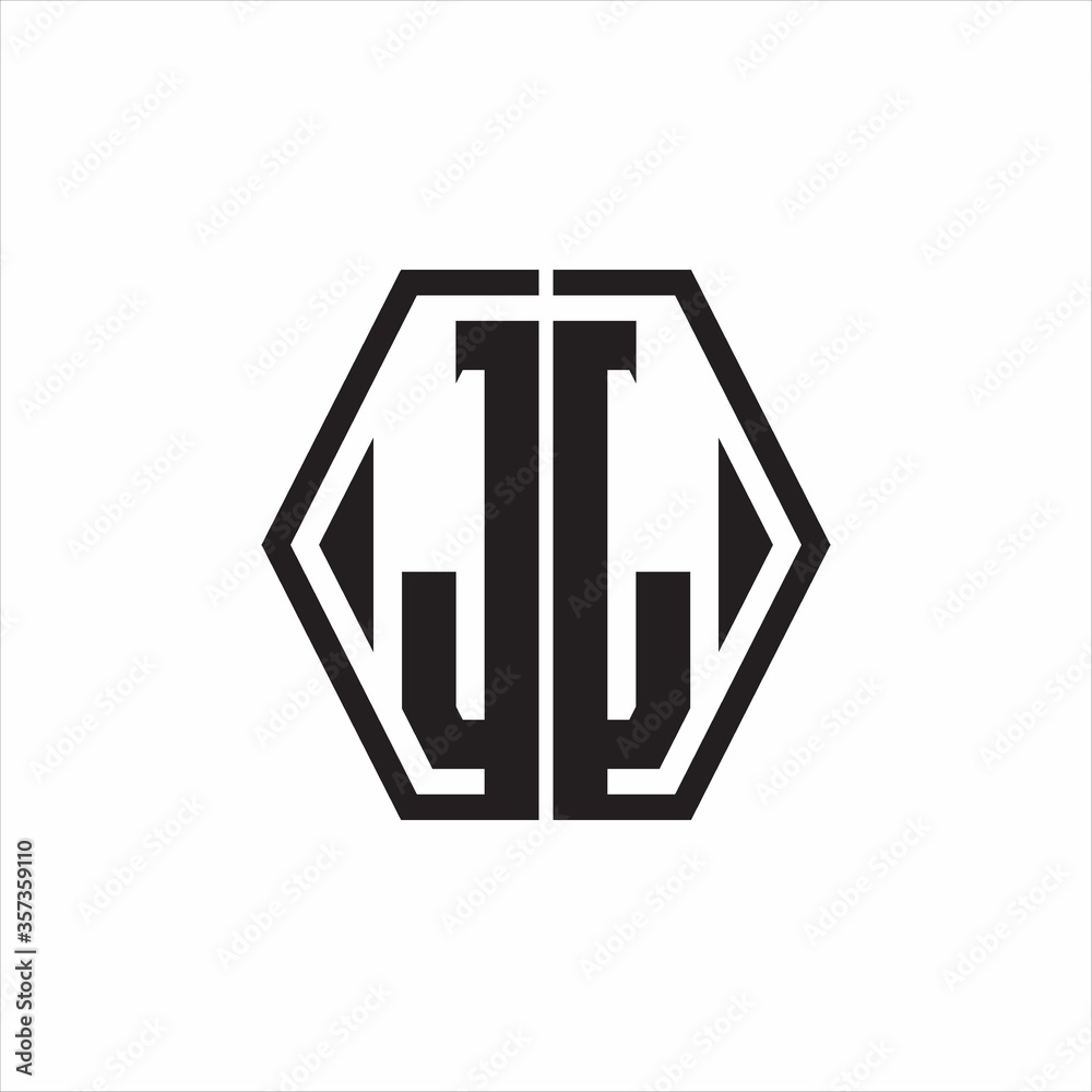 JL Logo monogram with hexagon line rounded design template on white background JL Logo monogram with hexagon line rounded design template on white background