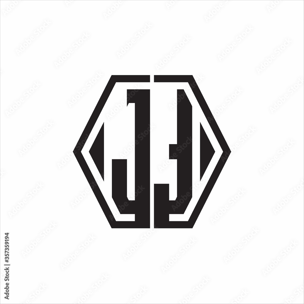 JT Logo monogram with hexagon line rounded design template on white background JT Logo monogram with hexagon line rounded design template on white background