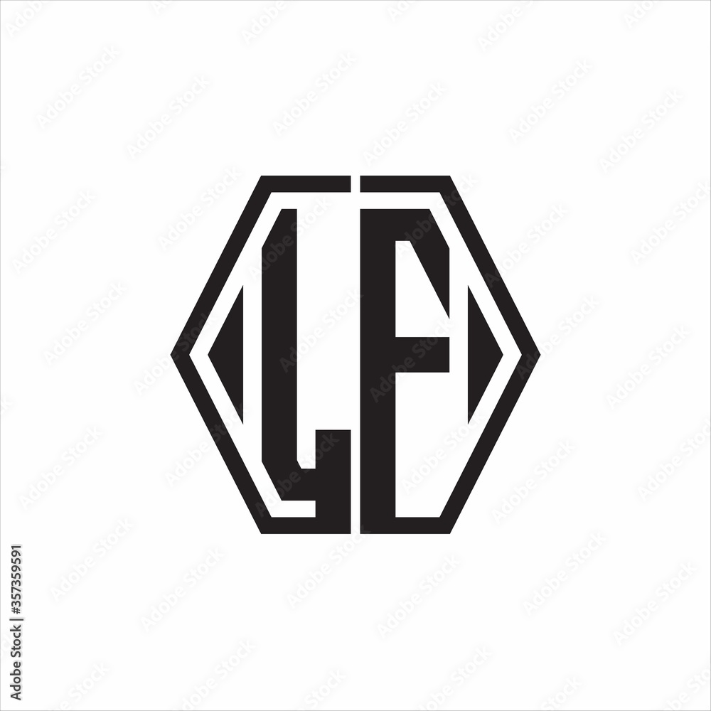 LF Logo monogram with hexagon line rounded design template on white background LF Logo monogram with hexagon line rounded design template on white background
