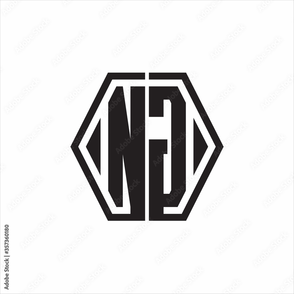 NG Logo monogram with hexagon line rounded design template on white background NG Logo monogram with hexagon line rounded design template on white background