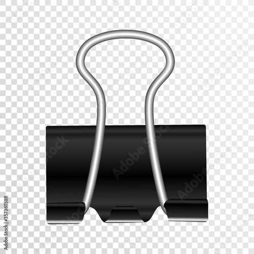 Black paper clips isolated on transparent background Premium Vector