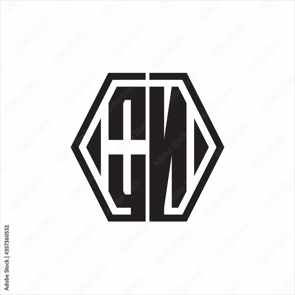 ON Logo monogram with hexagon line rounded design template on white background ON Logo monogram with hexagon line rounded design template on white background
