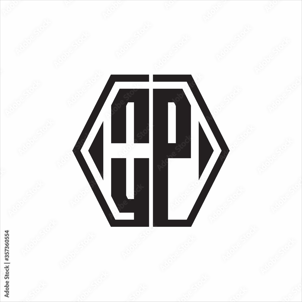OP Logo monogram with hexagon line rounded design template on white background OP Logo monogram with hexagon line rounded design template on white background