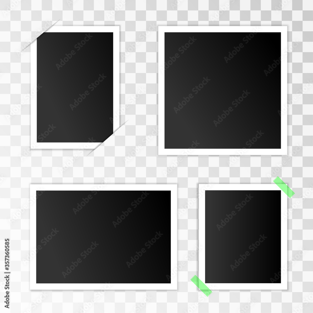 Set of empty photo frames with adhesive tape Set of empty photo frames with adhesive tape