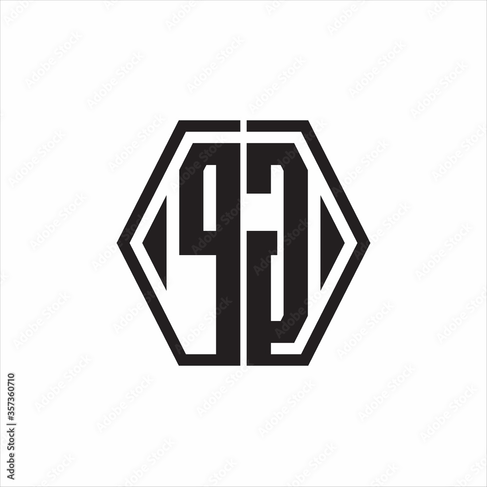 PG Logo monogram with hexagon line rounded design template on white background PG Logo monogram with hexagon line rounded design template on white background