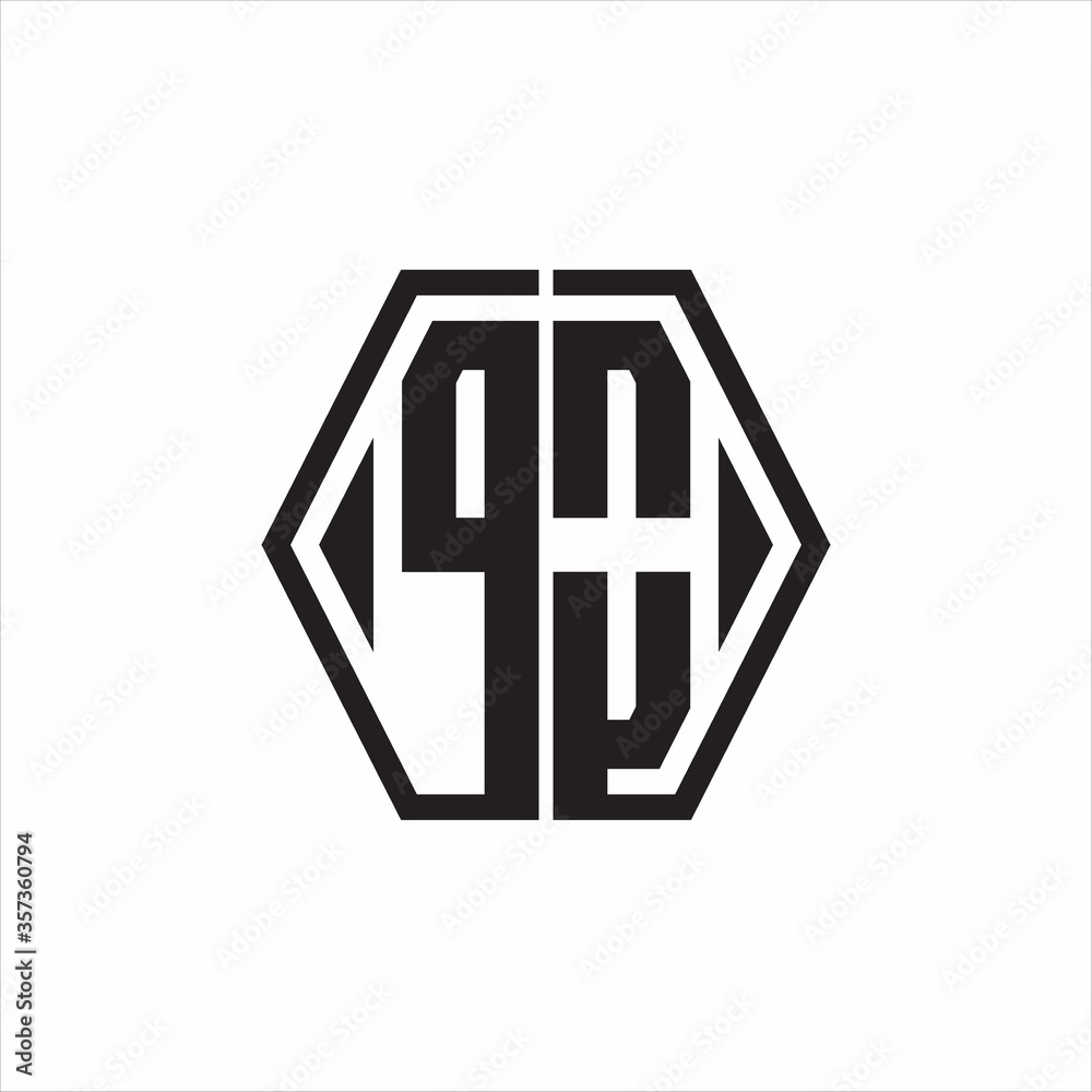 PO Logo monogram with hexagon line rounded design template on white background PO Logo monogram with hexagon line rounded design template on white background
