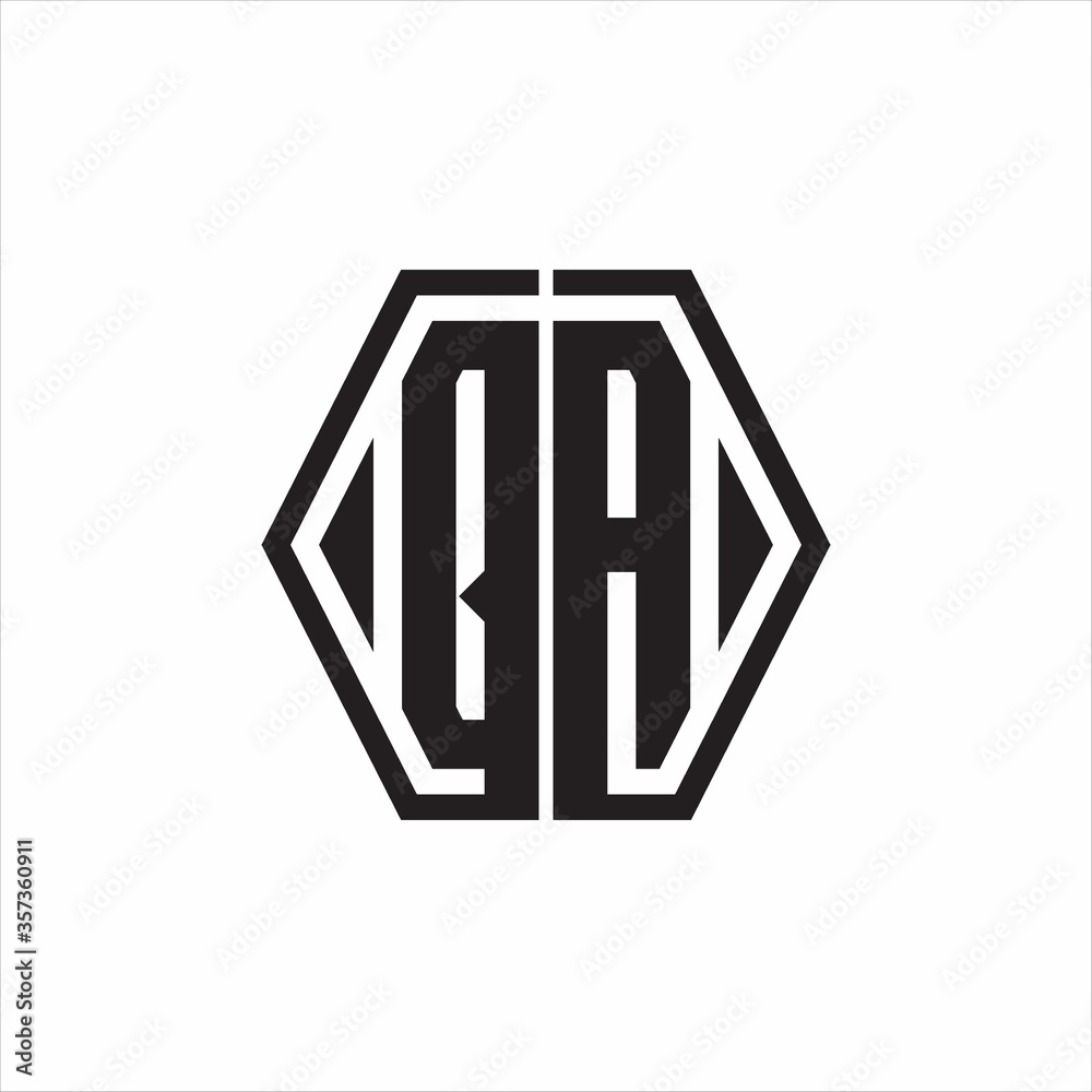 QA Logo monogram with hexagon line rounded design template on white background QA Logo monogram with hexagon line rounded design template on white background