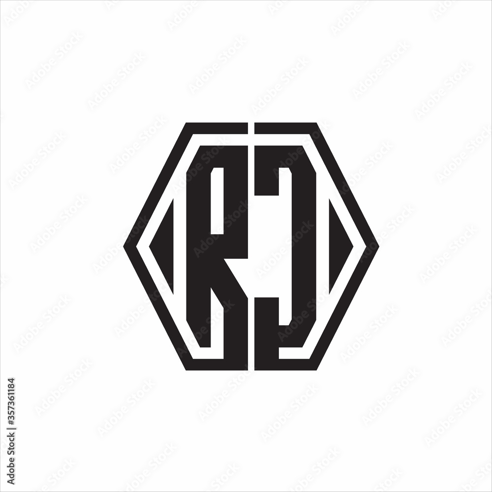 RC Logo monogram with hexagon line rounded design template on white background RC Logo monogram with hexagon line rounded design template on white background