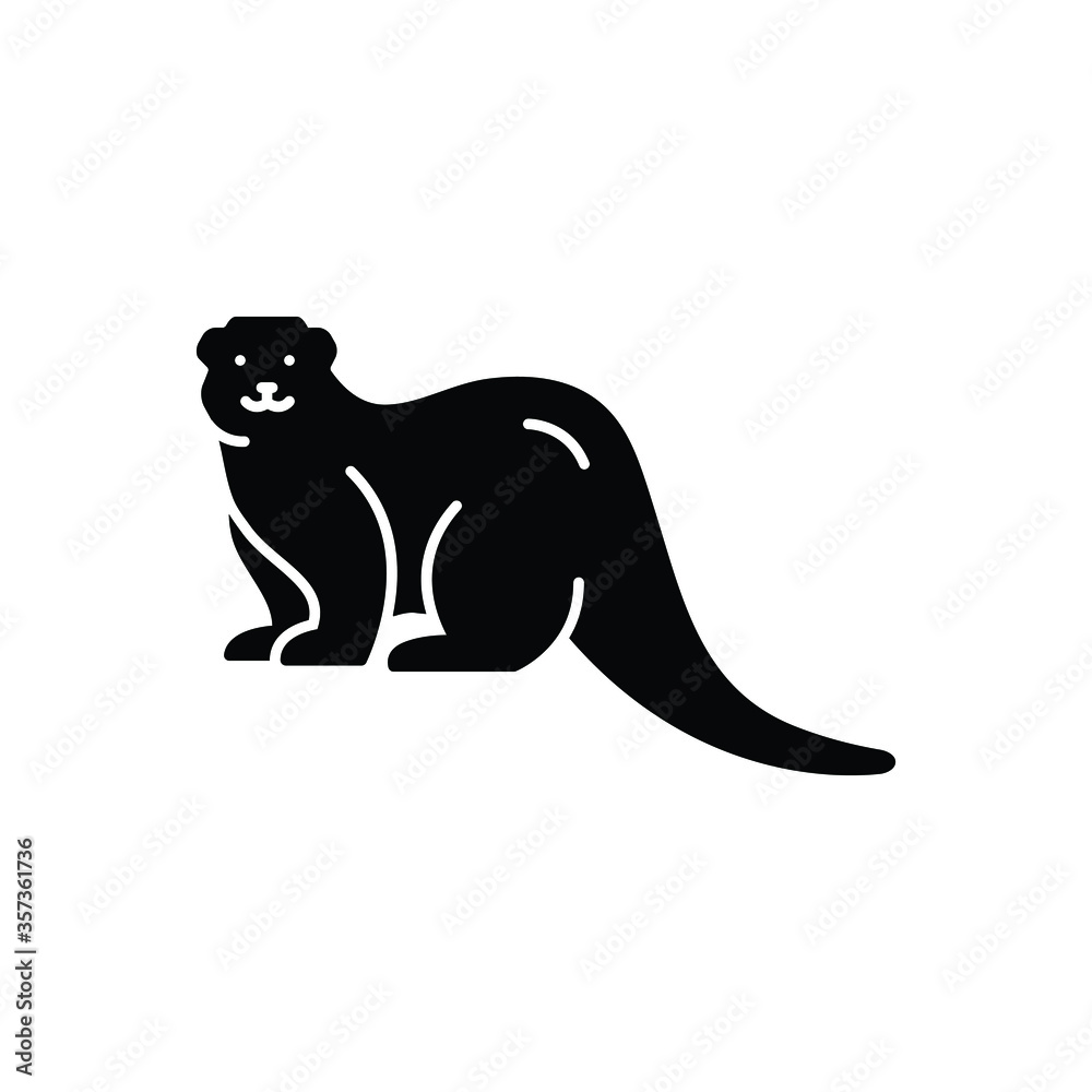 Black solid icon for otter