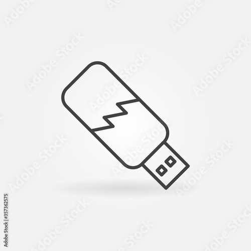 Broken USB Drive vector concept icon or sign in outline style