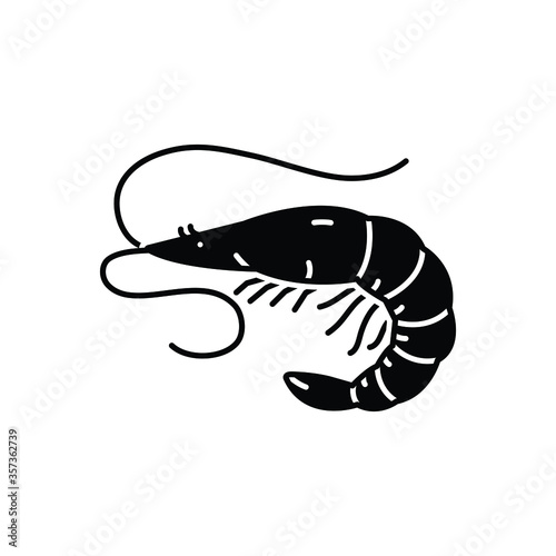 Black solid icon for shrimp