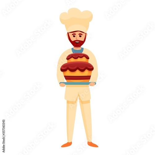 Confectioner baker cake icon. Cartoon of confectioner baker cake vector icon for web design isolated on white background