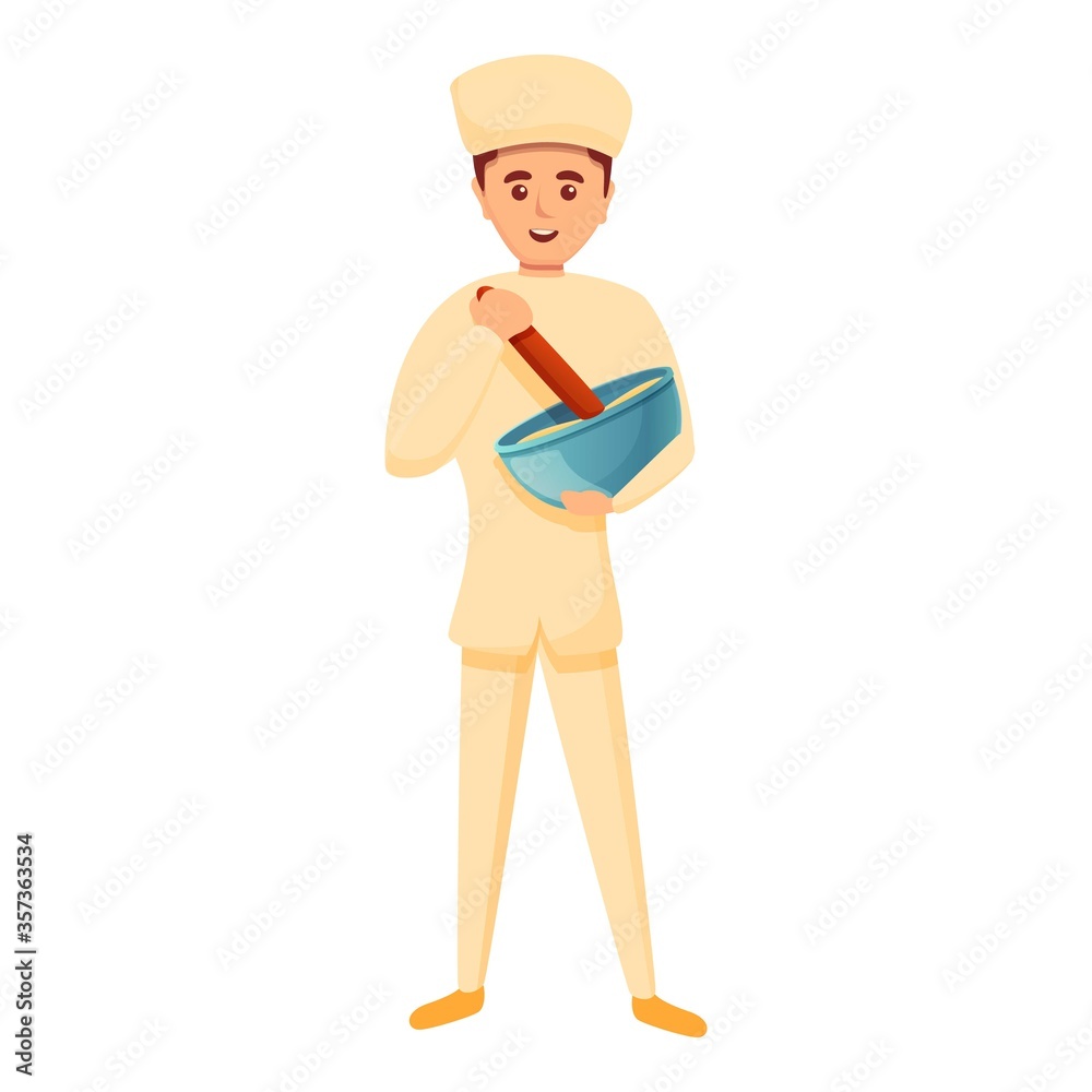 Confectioner mix dough icon. Cartoon of confectioner mix dough vector icon for web design isolated on white background Confectioner mix dough icon. Cartoon of confectioner mix dough vector icon for web design isolated on white background