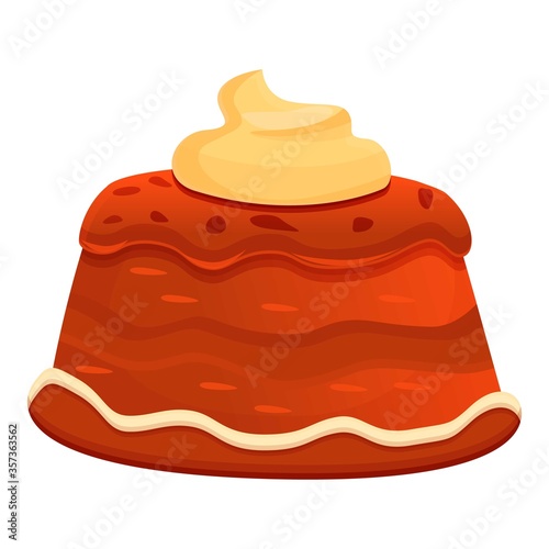 Cream chocolate cake icon. Cartoon of cream chocolate cake vector icon for web design isolated on white background