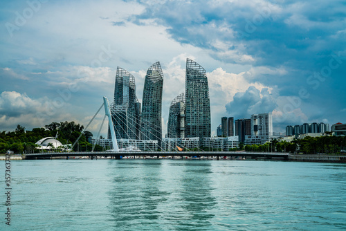 Reflections at Keppel bay in Singapore as seen from the water photo