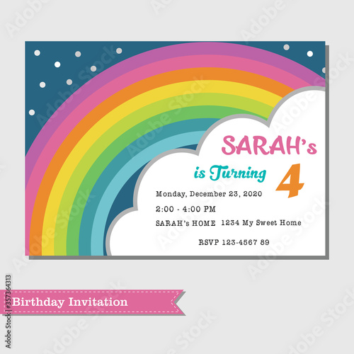 rainbow birthday invitation