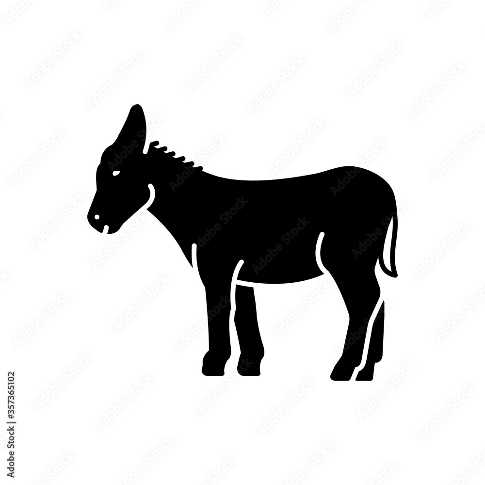 Black solid icon for donkey
