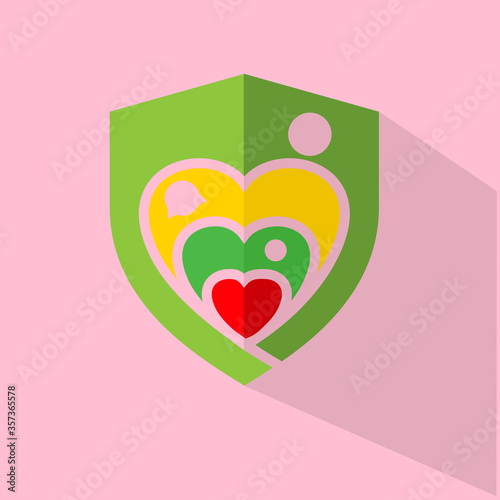 stay at home icon shield and Family save logo design element