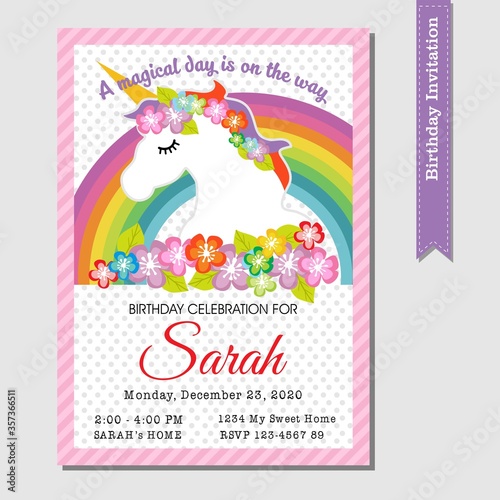 Unicorn birthday invitation