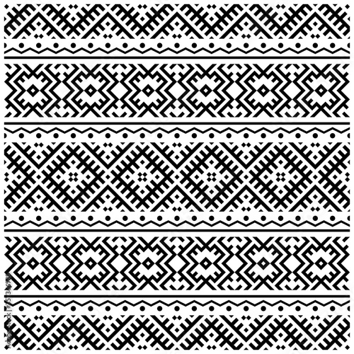 Tribal striped seamless pattern. Geometric black-white background