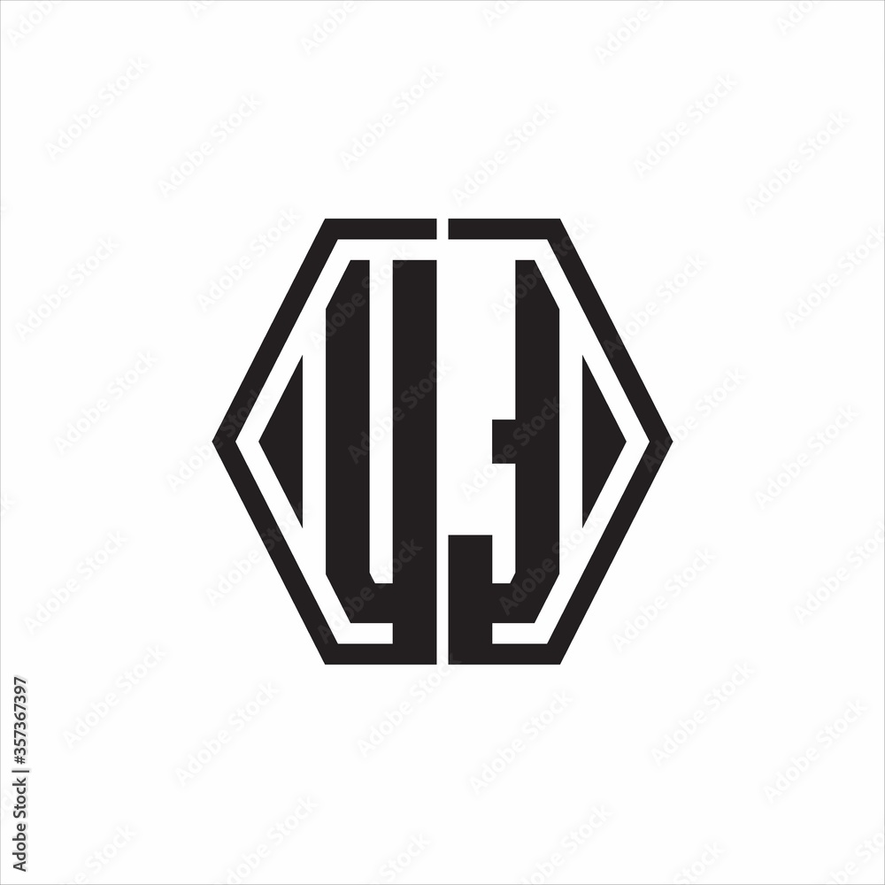 UT Logo monogram with hexagon line rounded design template on white background UT Logo monogram with hexagon line rounded design template on white background