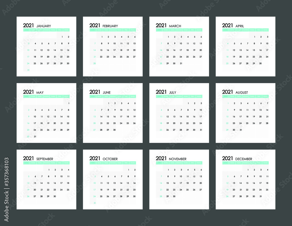 2021 Calendar Planner Design.Week Starts on Sunday. 2021 Calendar Planner Design.Week Starts on Sunday.
