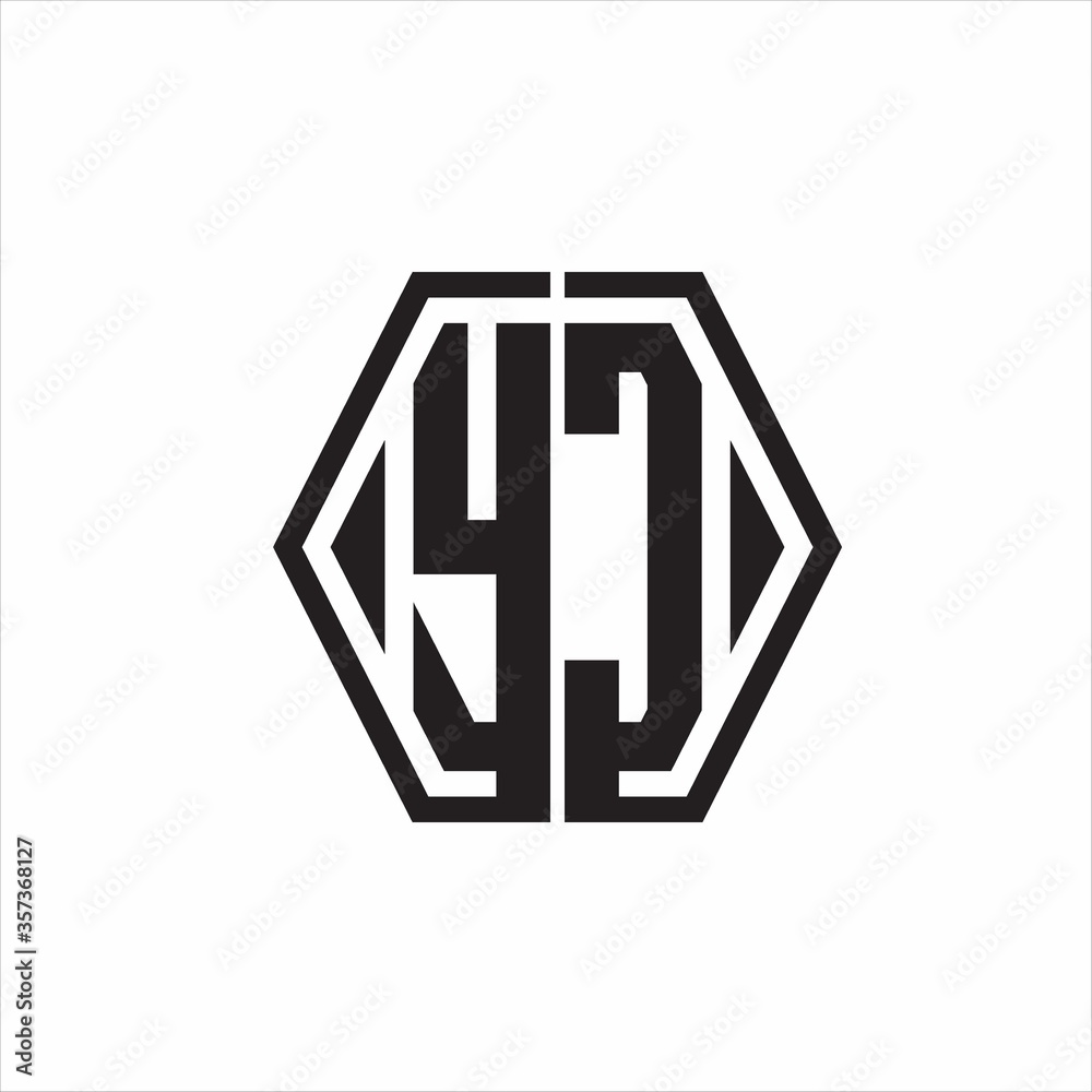 YC Logo monogram with hexagon line rounded design template on white background YC Logo monogram with hexagon line rounded design template on white background