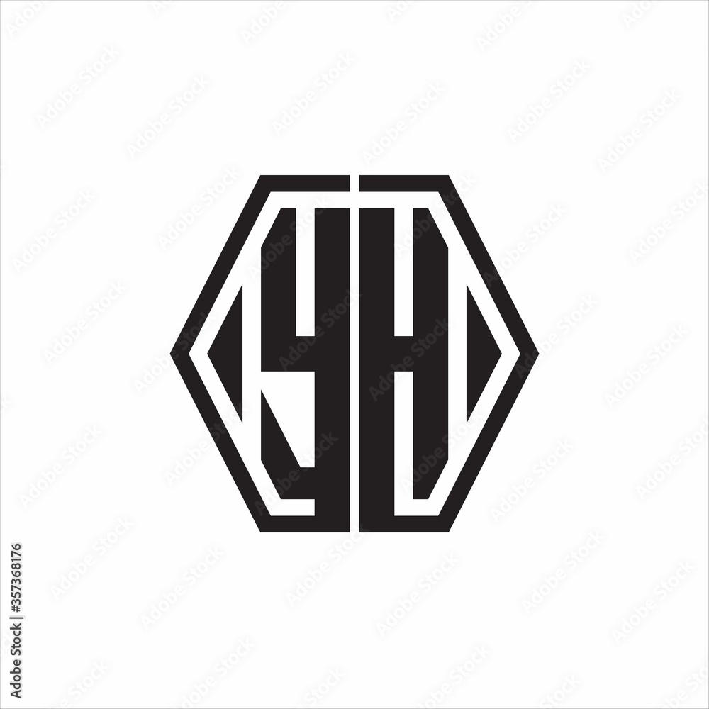 YH Logo monogram with hexagon line rounded design template on white background YH Logo monogram with hexagon line rounded design template on white background