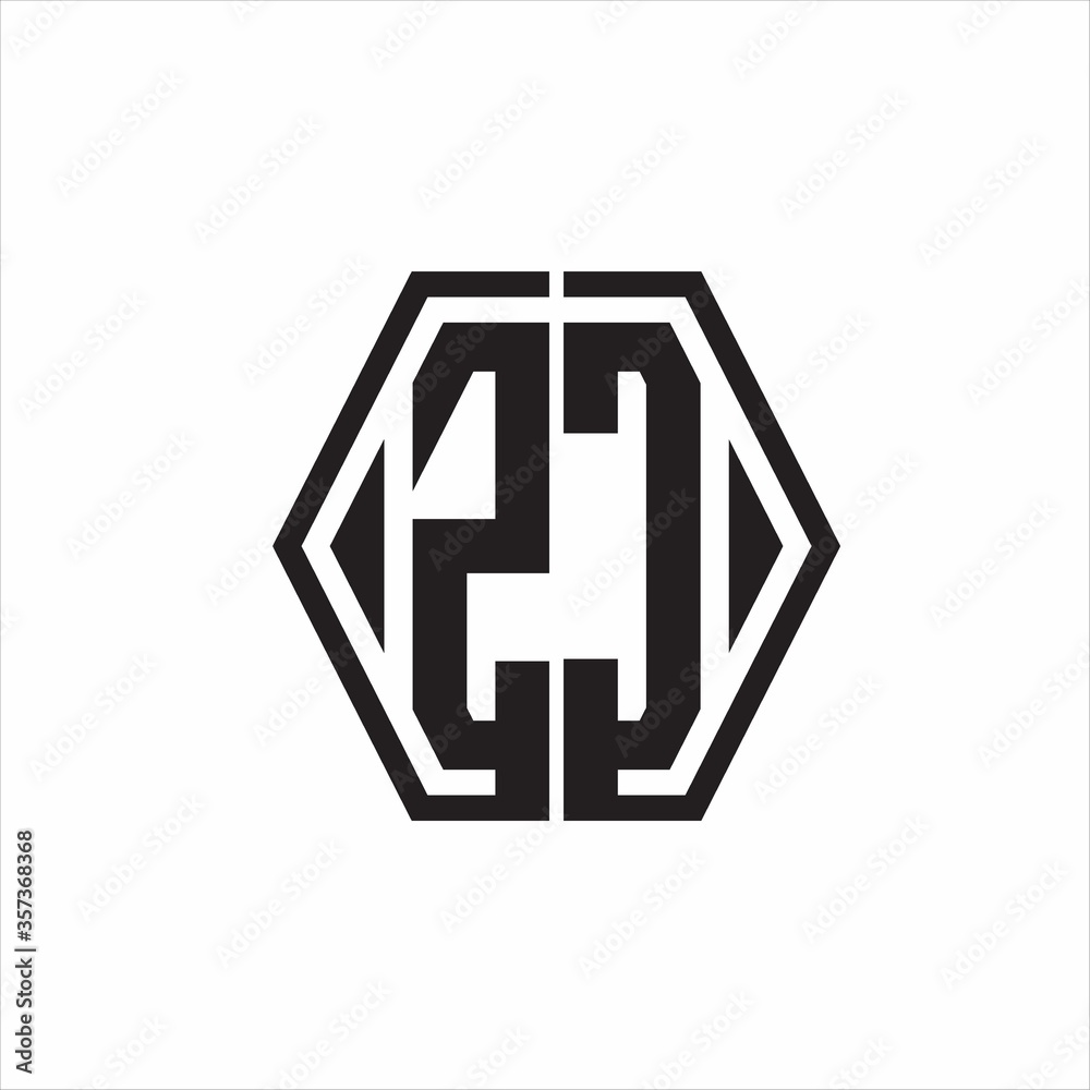 ZC Logo monogram with hexagon line rounded design template on white background ZC Logo monogram with hexagon line rounded design template on white background