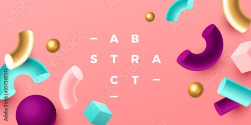 Abstract banner. Geometric shapes and elements. Vector illustration.