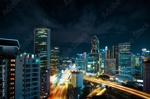 Photography Night aerial view of modern cityscape in kuala lumpur malaysia.